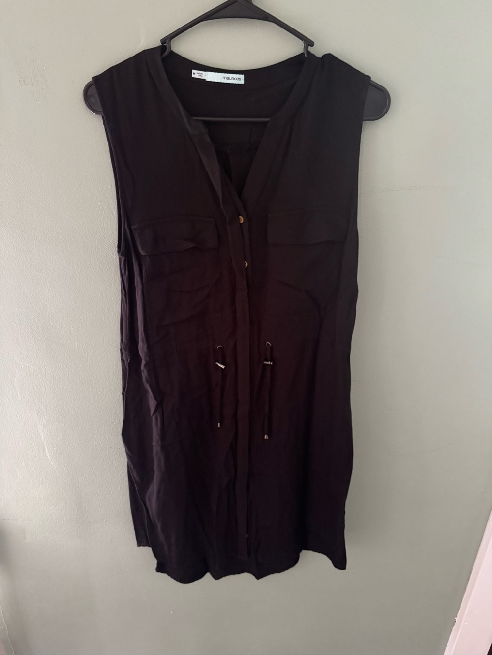 Maurices Black Sleeveless Button-Front Tunic